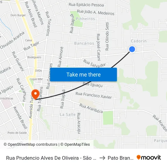Rua Prudencio Alves De Oliveira - São Luiz to Pato Branco map