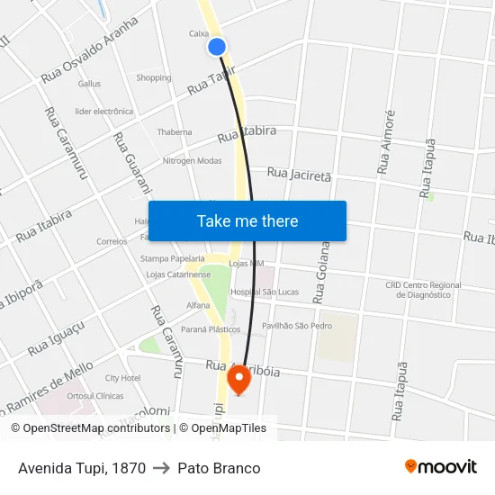 Avenida Tupi, 1870 to Pato Branco map