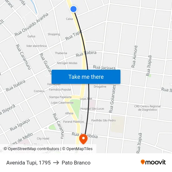 Avenida Tupi, 1795 to Pato Branco map