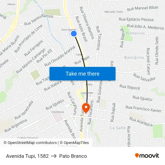 Avenida Tupi, 1582 to Pato Branco map
