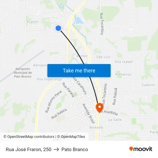 Rua José Fraron, 250 to Pato Branco map