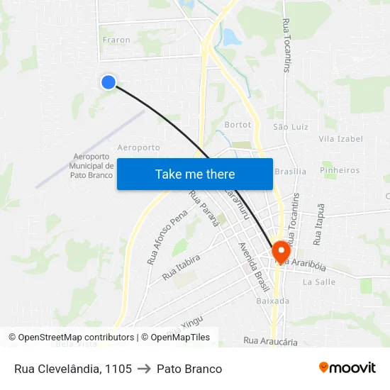 Rua Clevelândia, 1105 to Pato Branco map
