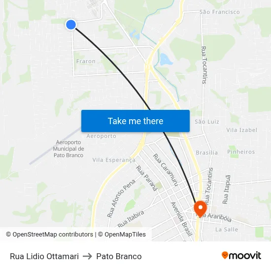 Rua Lidio Ottamari to Pato Branco map