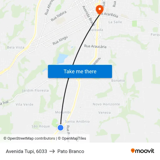 Avenida Tupi, 6033 to Pato Branco map