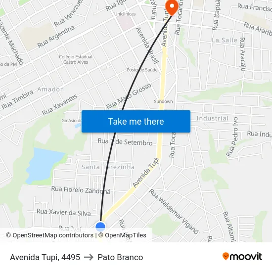 Avenida Tupi, 4495 to Pato Branco map