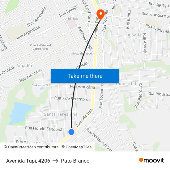 Avenida Tupi, 4206 to Pato Branco map
