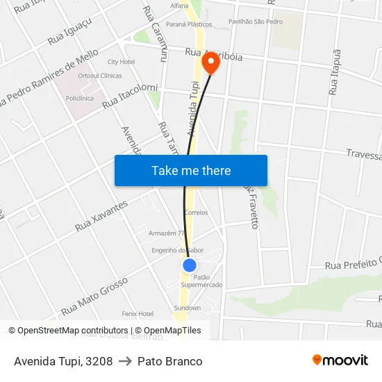 Avenida Tupi, 3208 to Pato Branco map