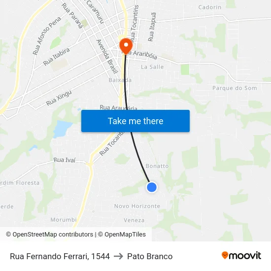Rua Fernando Ferrari, 1544 to Pato Branco map
