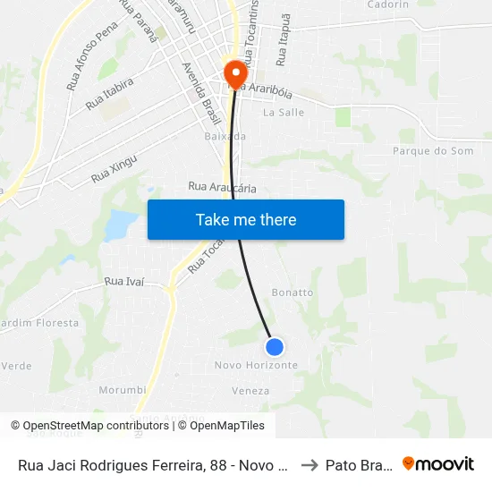 Rua Jaci Rodrigues Ferreira, 88 -  Novo Horizonte to Pato Branco map
