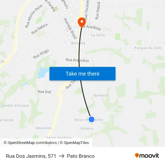 Rua Dos Jasmins, 571 to Pato Branco map