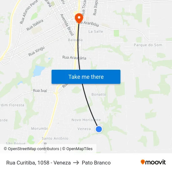 Rua Curitiba, 1058 - Veneza to Pato Branco map
