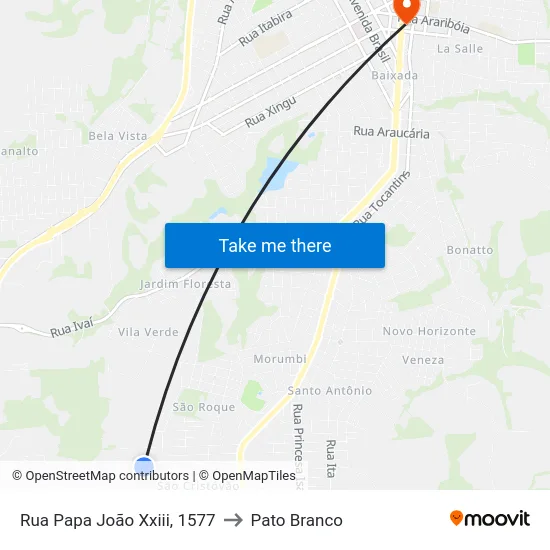 Rua Papa João Xxiii, 1577 to Pato Branco map