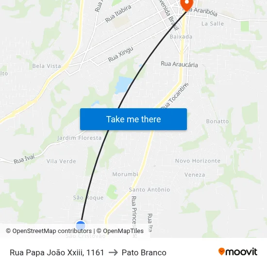 Rua Papa João Xxiii, 1161 to Pato Branco map