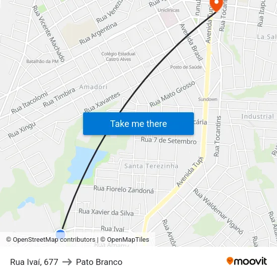 Rua Ivaí, 677 to Pato Branco map