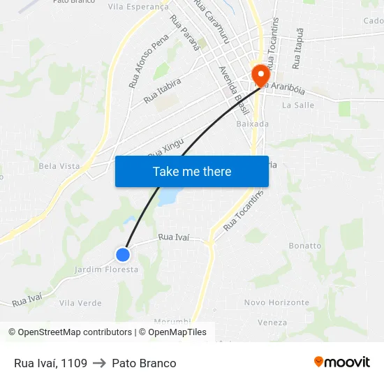 Rua Ivaí, 1109 to Pato Branco map