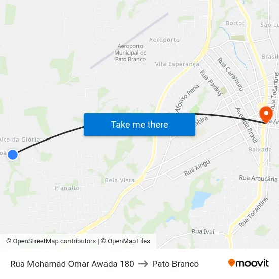 Rua Mohamad Omar Awada 180 to Pato Branco map