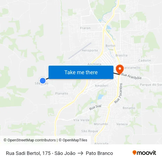 Rua Sadi Bertol, 175 - São João to Pato Branco map