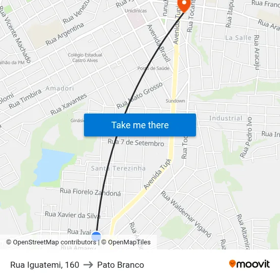 Rua Iguatemi, 160 to Pato Branco map