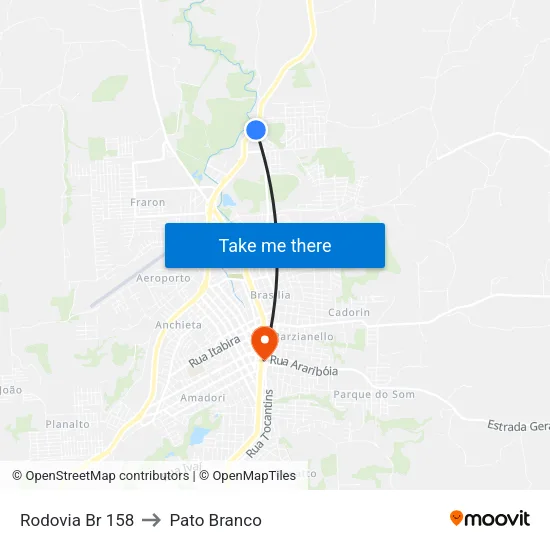 Rodovia Br 158 to Pato Branco map