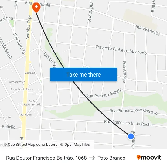 Rua Doutor Francisco Beltrão, 1068 to Pato Branco map