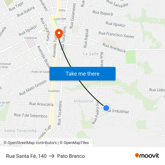 Rua Santa Fé, 140 to Pato Branco map