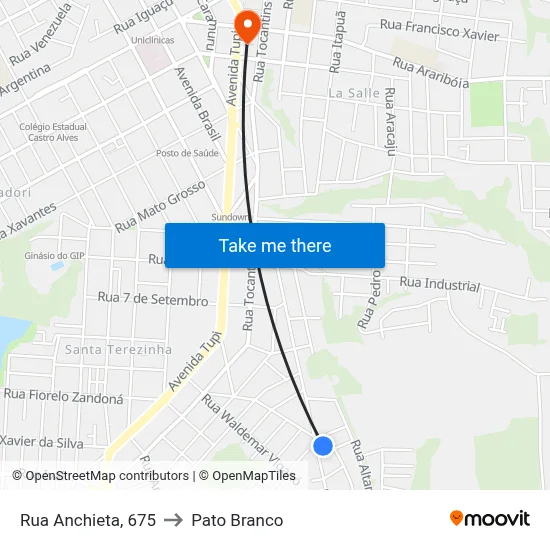 Rua Anchieta, 675 to Pato Branco map