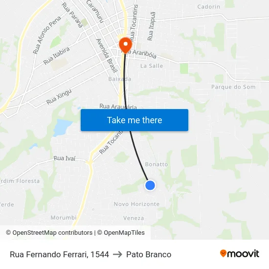 Rua Fernando Ferrari, 1544 to Pato Branco map
