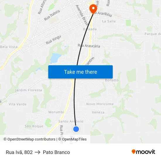 Rua Ivã, 802 to Pato Branco map