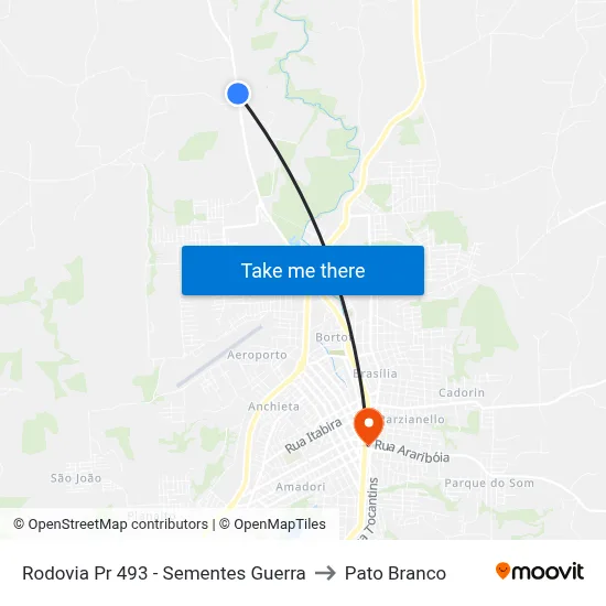 Rodovia Pr 493 - Sementes Guerra to Pato Branco map