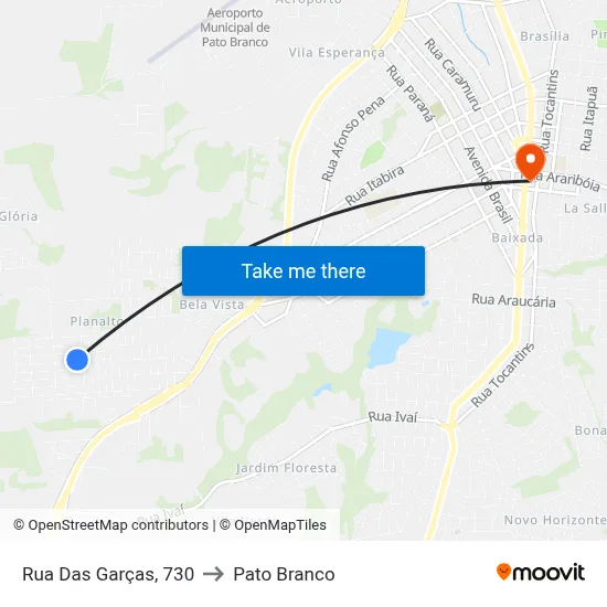 Rua Das Garças, 730 to Pato Branco map