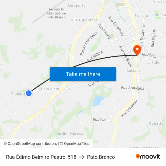 Rua Édimo Belmiro Pastro, 518 to Pato Branco map