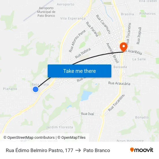 Rua Édimo Belmiro Pastro, 177 to Pato Branco map