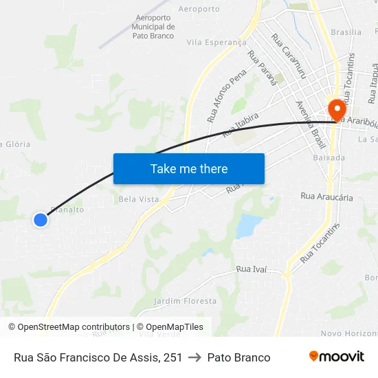 Rua São Francisco De Assis, 251 to Pato Branco map