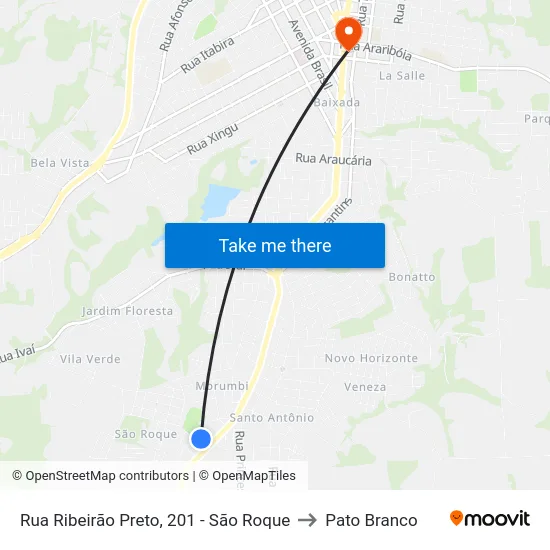 Rua Ribeirão Preto, 201 - São Roque to Pato Branco map