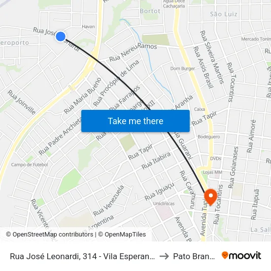 Rua José Leonardi, 314 - Vila Esperança to Pato Branco map