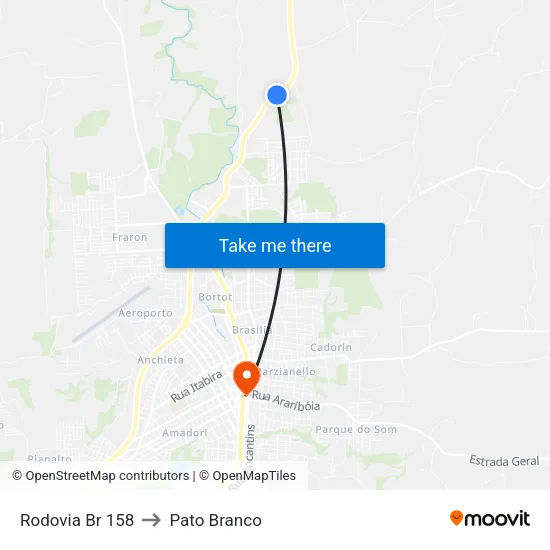 Rodovia Br 158 to Pato Branco map