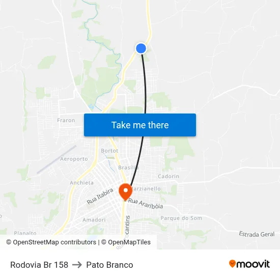 Rodovia Br 158 to Pato Branco map