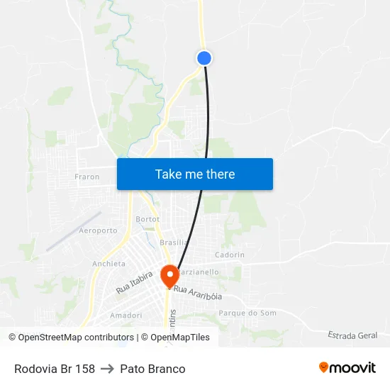 Rodovia Br 158 to Pato Branco map