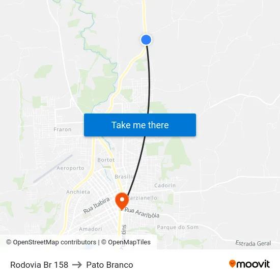 Rodovia Br 158 to Pato Branco map