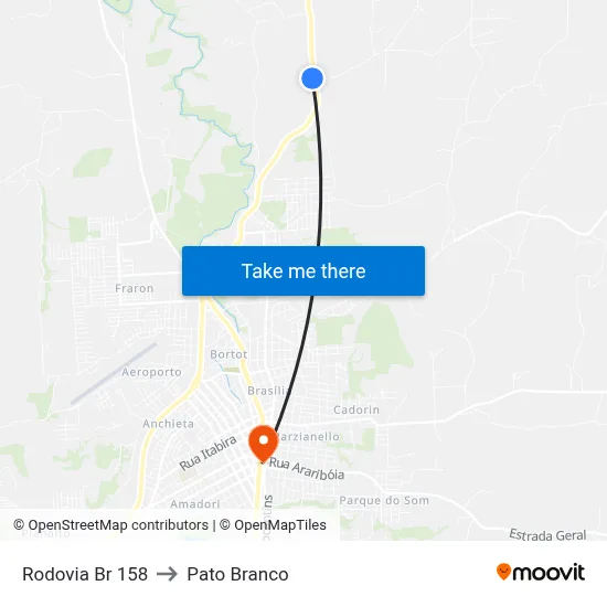 Rodovia Br 158 to Pato Branco map