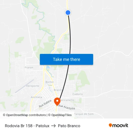 Rodovia Br 158 - Patolux to Pato Branco map