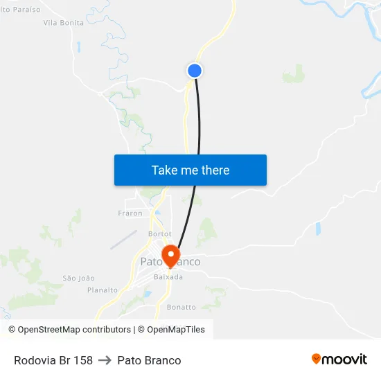 Rodovia Br 158 to Pato Branco map