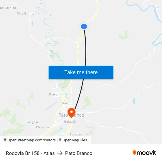 Rodovia Br 158 - Atlas to Pato Branco map