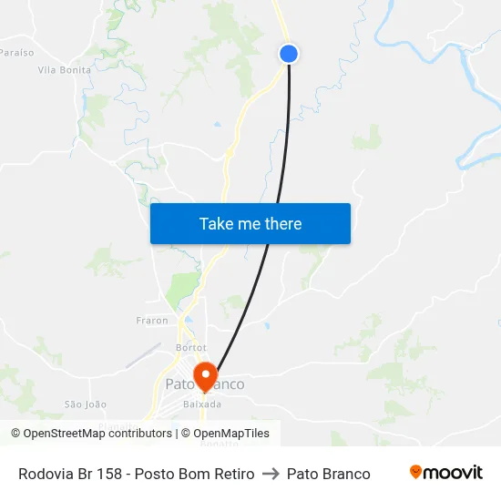 Rodovia Br 158 - Posto Bom Retiro to Pato Branco map