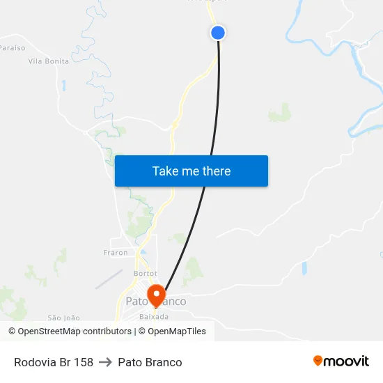 Rodovia Br 158 to Pato Branco map