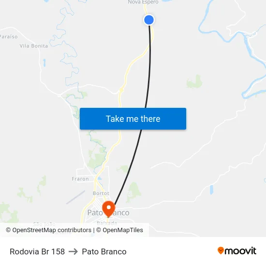 Rodovia Br 158 to Pato Branco map