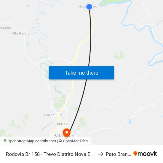 Rodovia Br 158 - Trevo Distrito Nova Espero to Pato Branco map