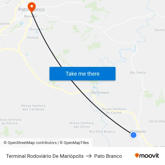 Terminal Rodoviário De Mariópolis to Pato Branco map
