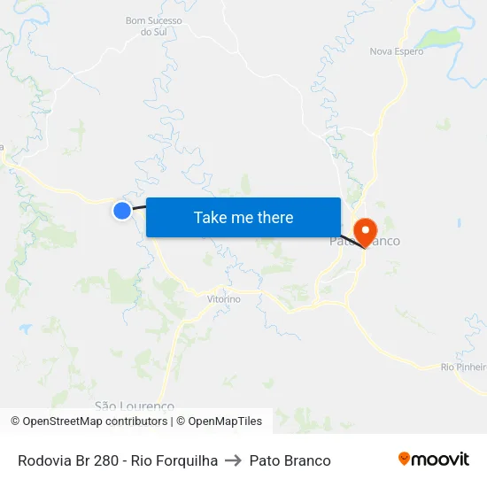 Rodovia Br 280 - Rio Forquilha to Pato Branco map