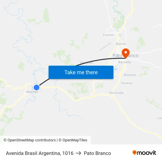 Avenida Brasil Argentina, 1016 to Pato Branco map